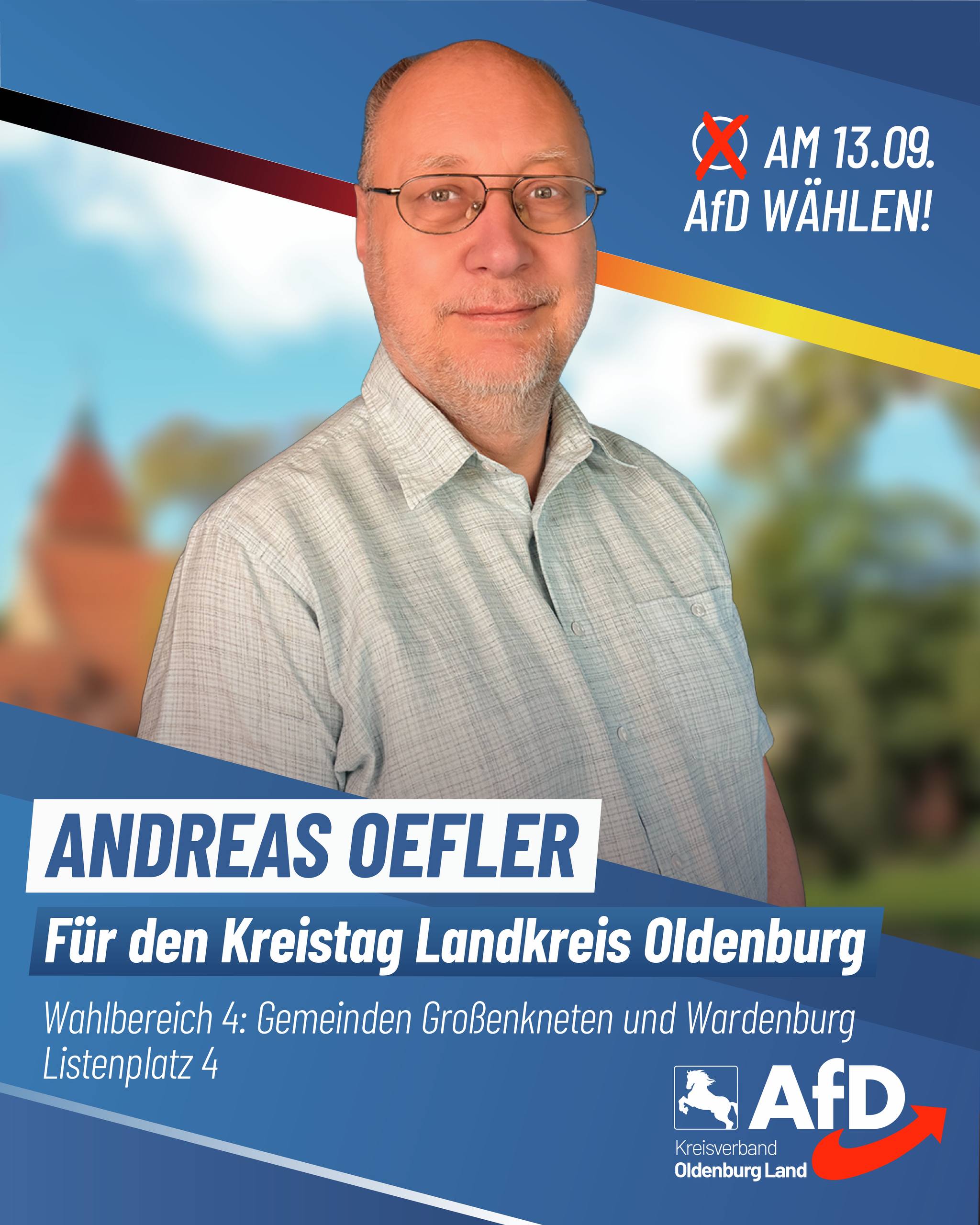 Wahlplakat Andreas Oefler — Für den Kreistag Landkreis Oldenburg