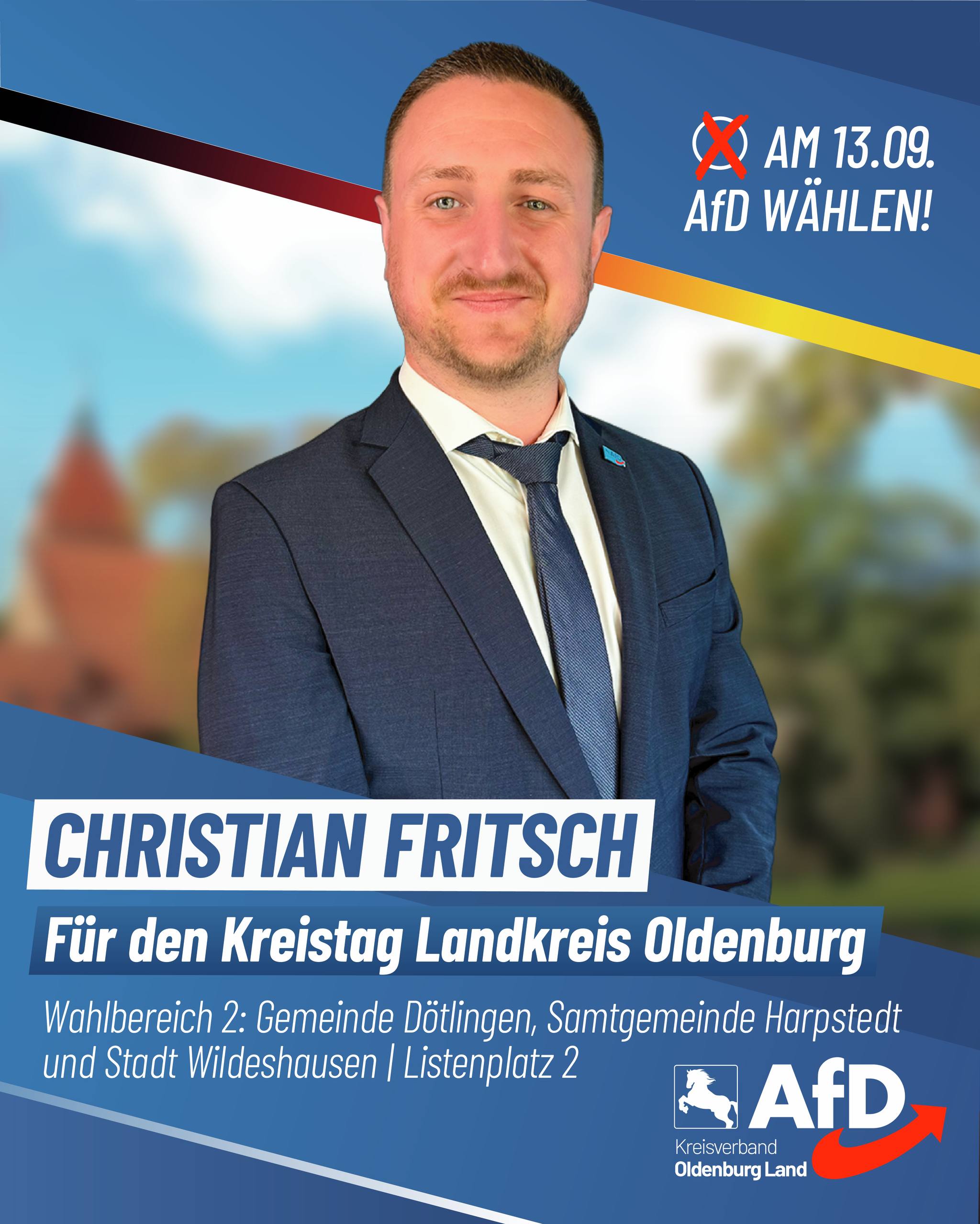 Wahlplakat Christian Fritsch — Für den Kreistag Landkreis Oldenburg