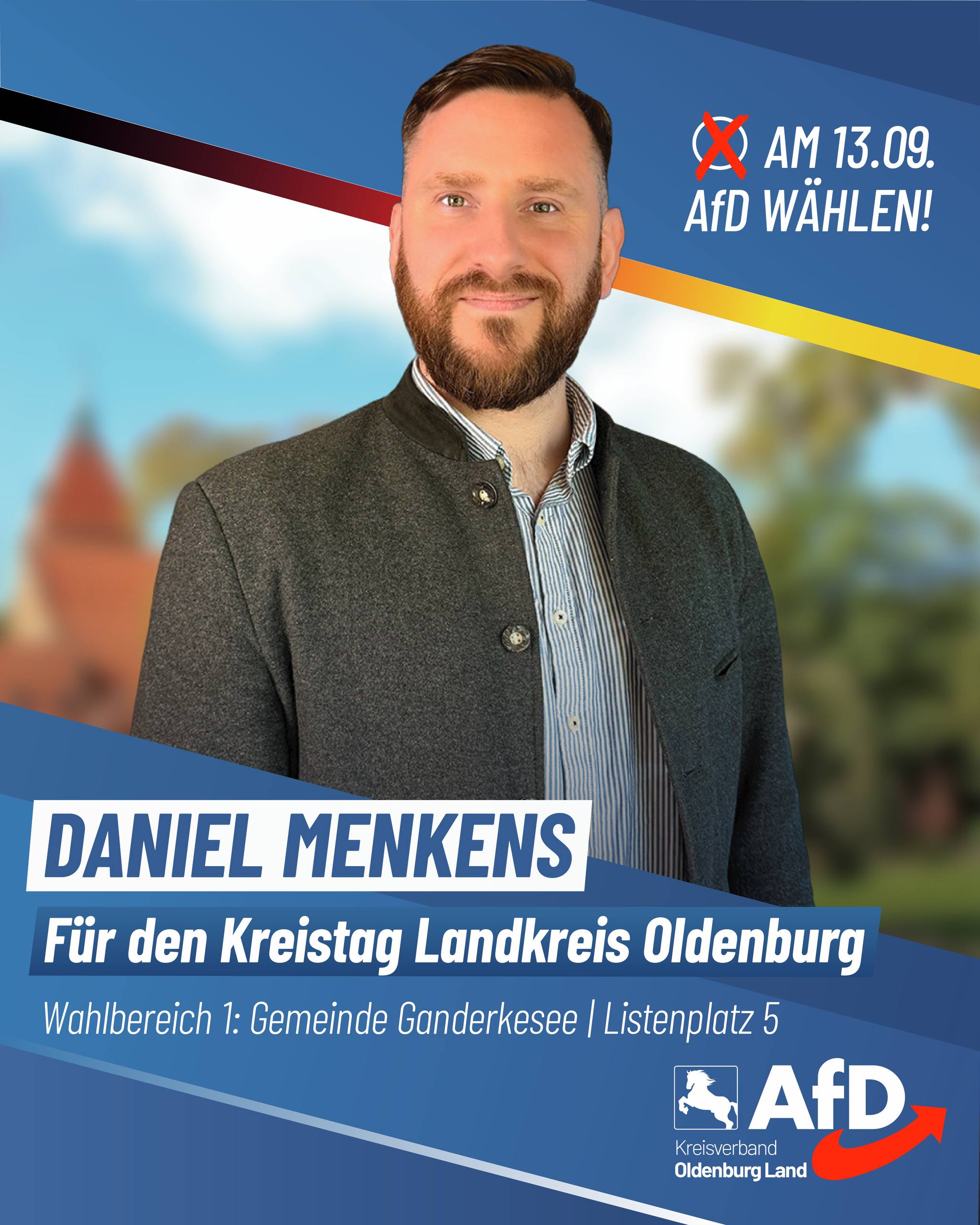 Wahlplakat Daniel Menkens — Für den Kreistag Landkreis Oldenburg