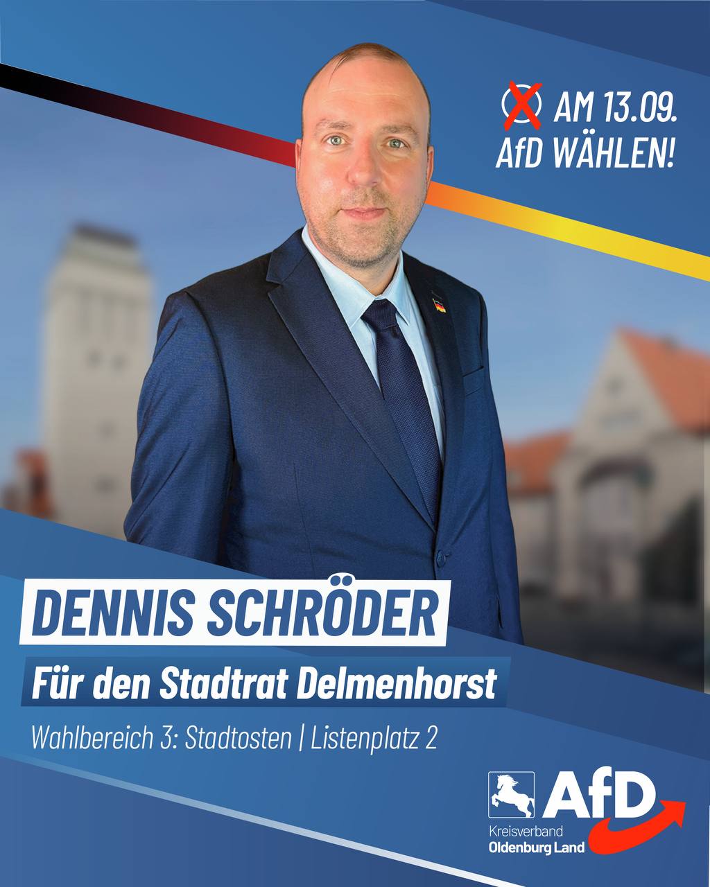 Wahlplakat Dennis Schröder — Für den Stadtrat Delmenhorst