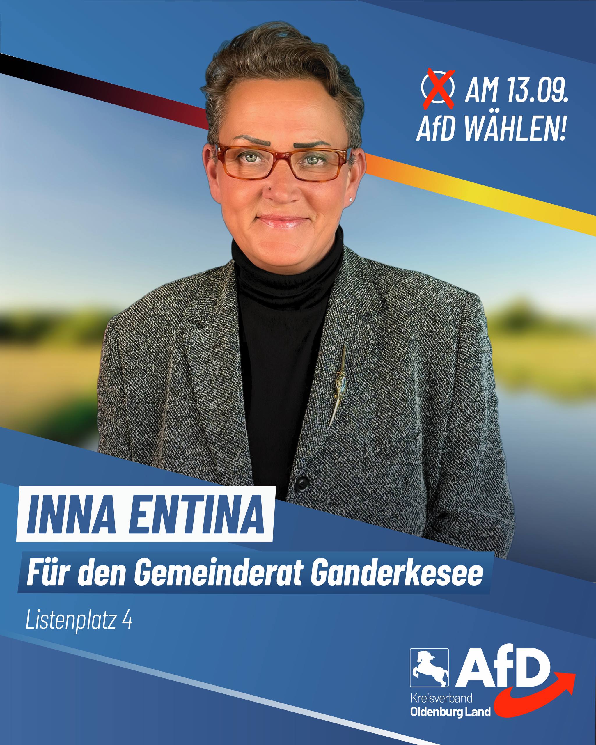 Wahlplakat Inna Entina — Für den Kreistag Landkreis Oldenburg