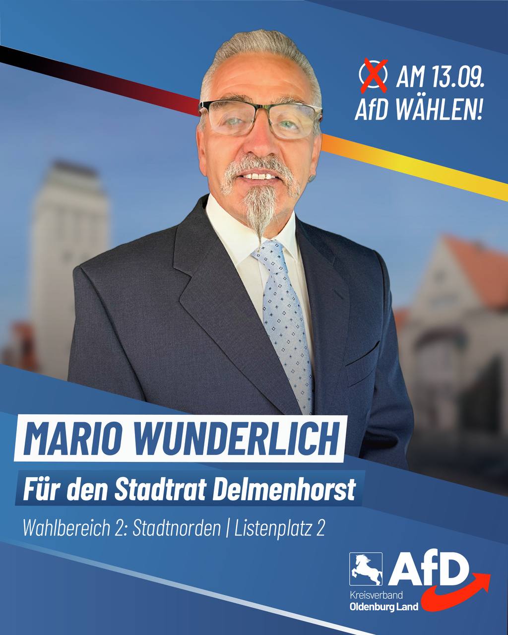 Wahlplakat Mario Wunderlich — Für den Stadtrat Delmenhorst