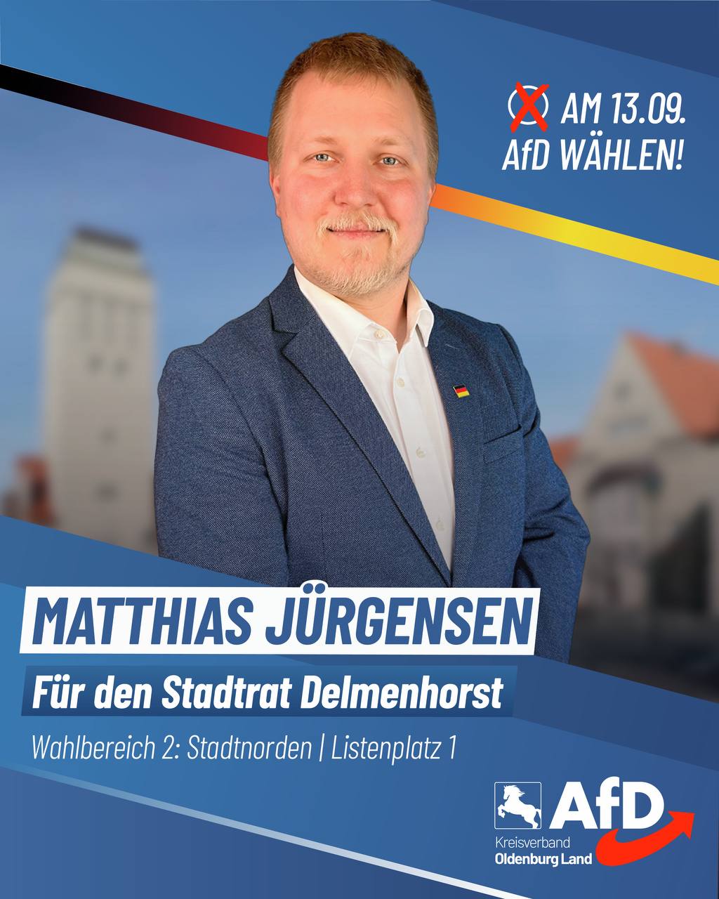 Wahlplakat Matthias Jürgensen — Für den Stadtrat Delmenhorst