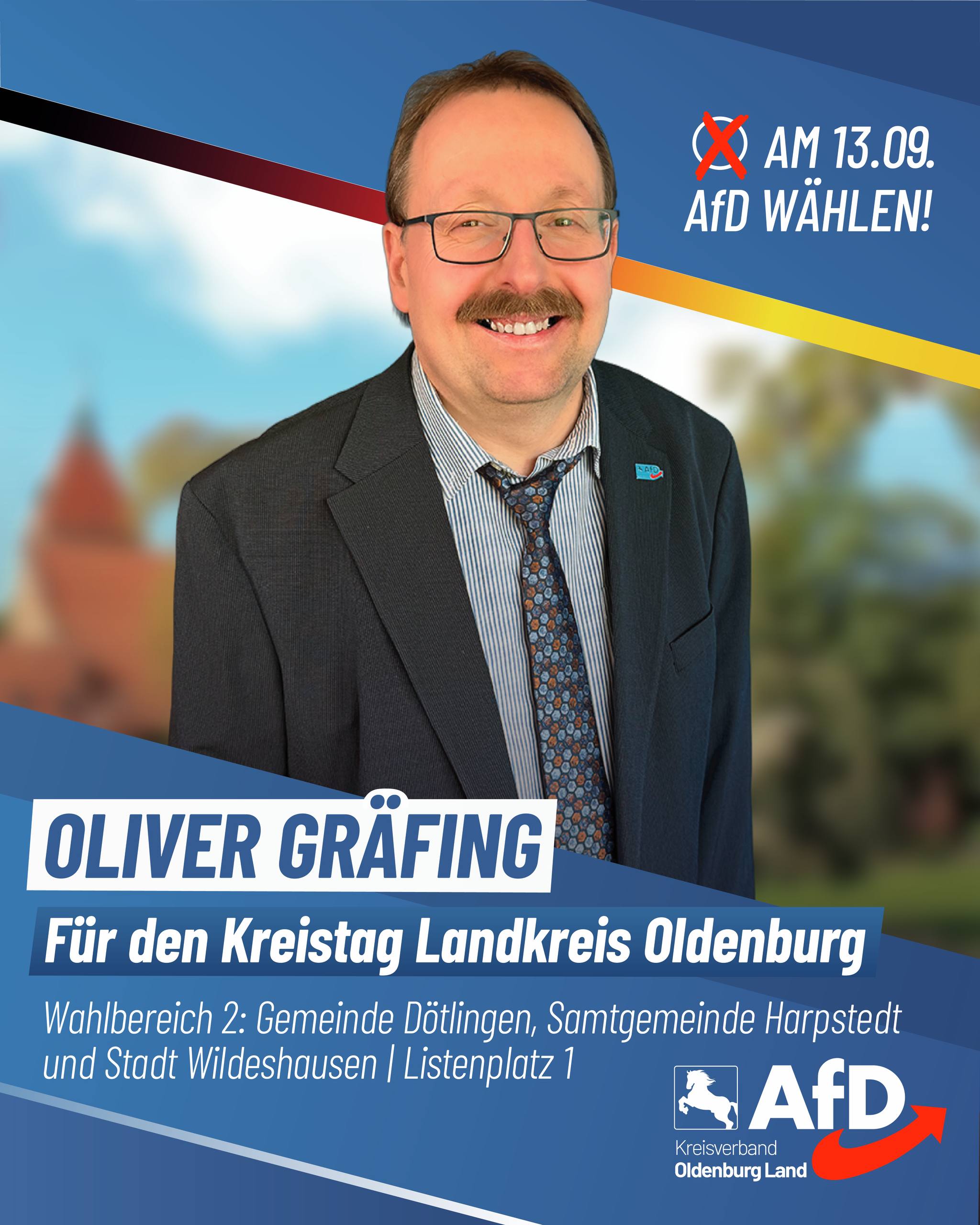 Wahlplakat Oliver Gräfing — Für den Kreistag Landkreis Oldenburg