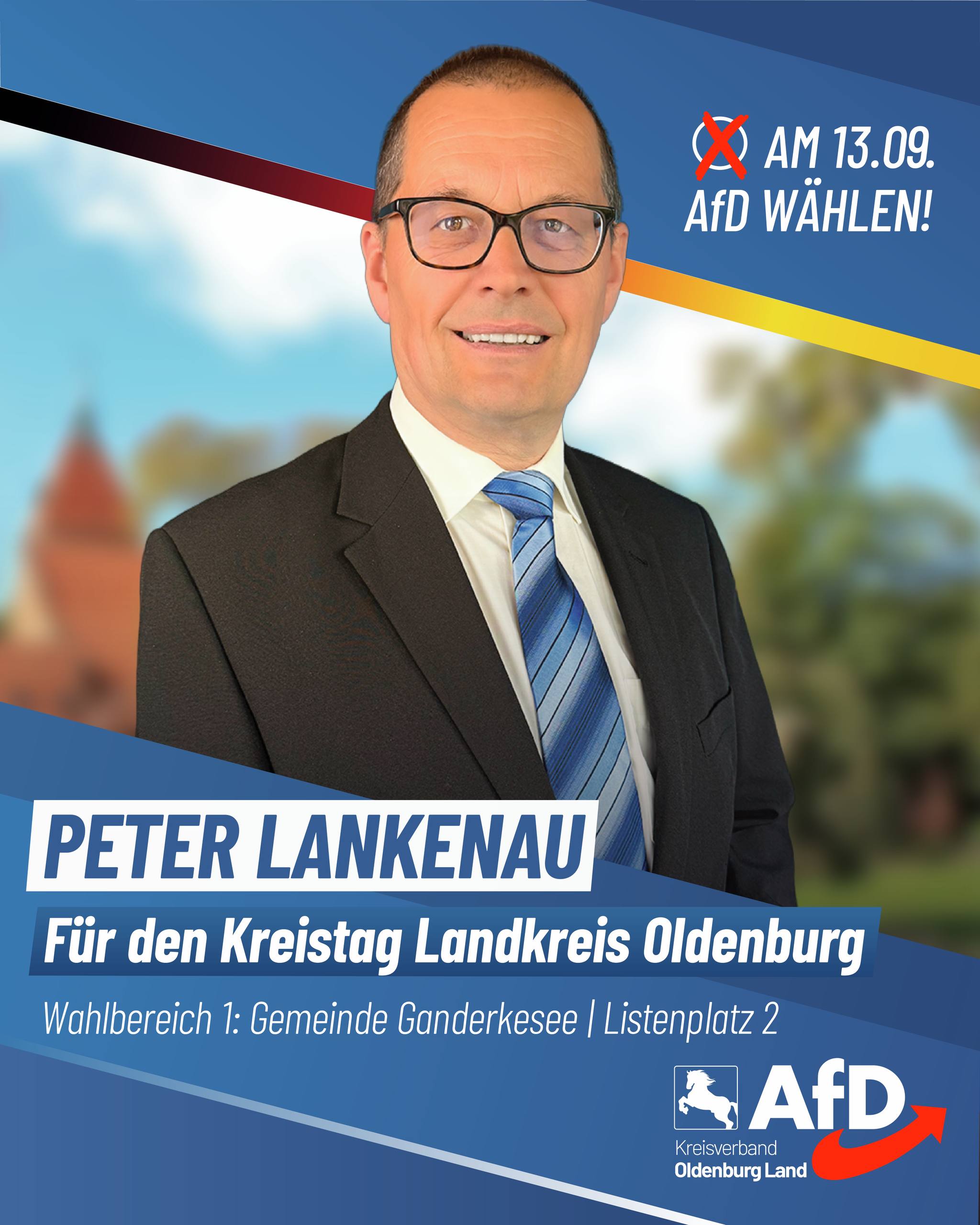 Wahlplakat Peter Lankenau — Für den Kreistag Landkreis Oldenburg