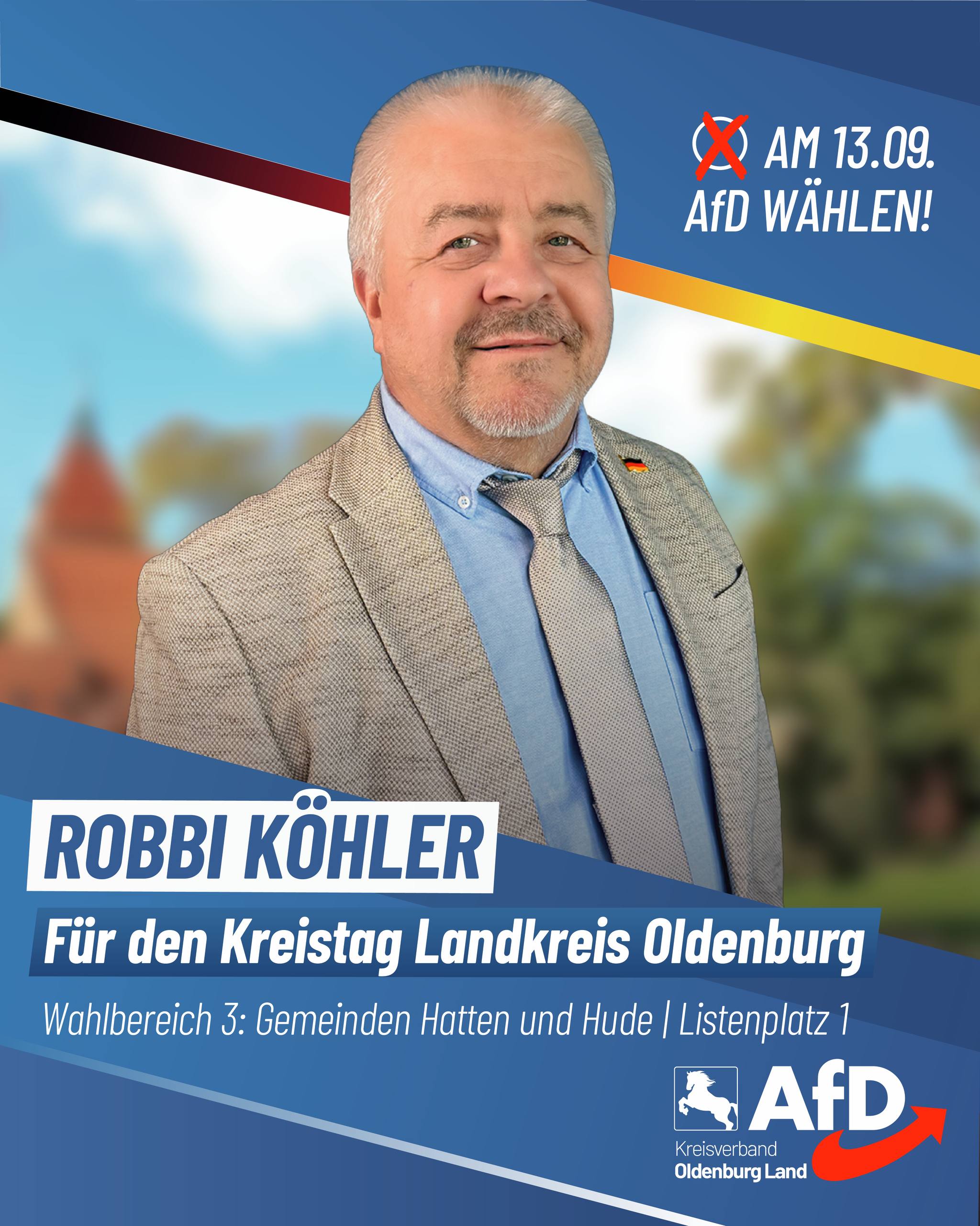 Wahlplakat Robbi Köhler — Für den Kreistag Landkreis Oldenburg