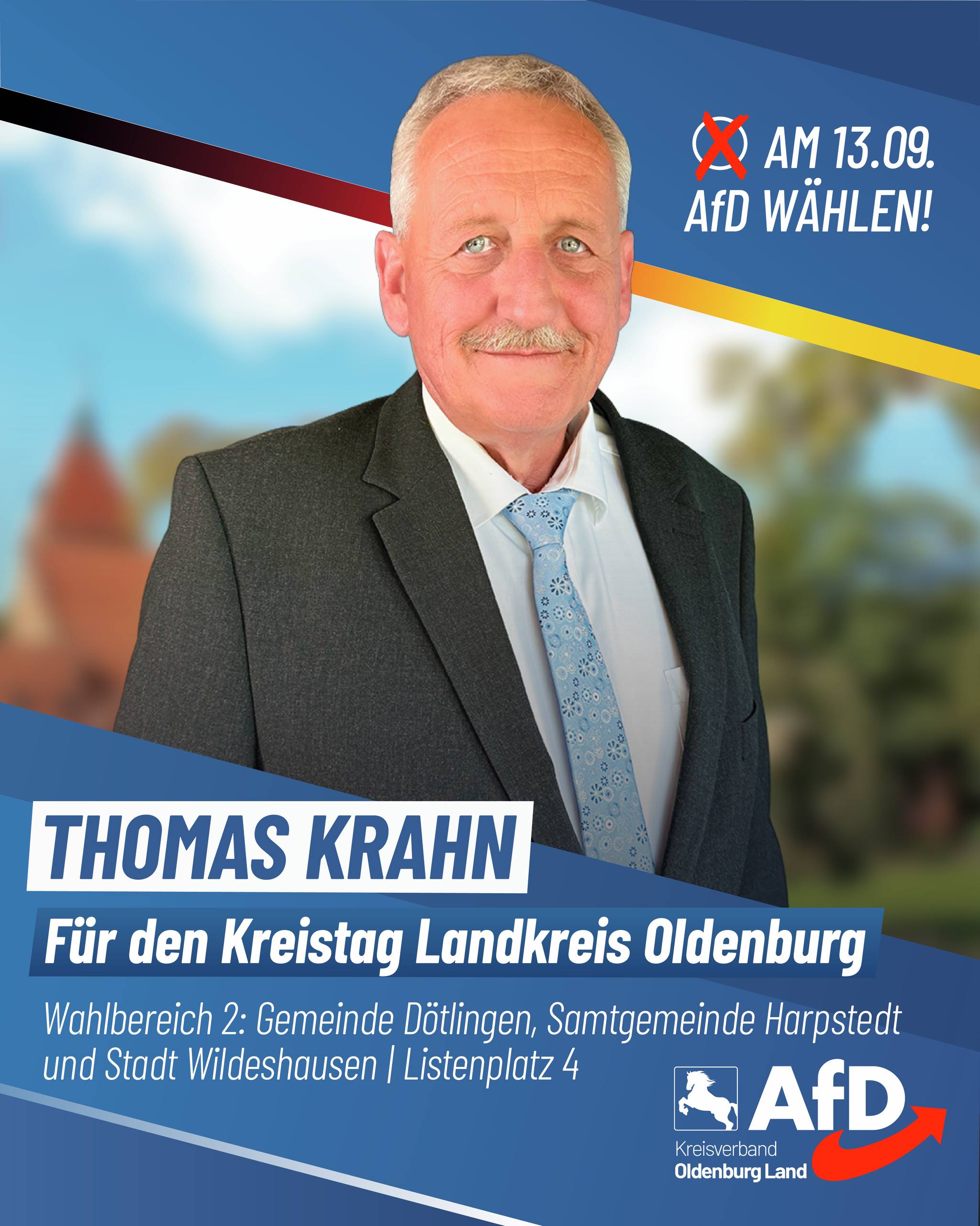 Wahlplakat Thomas Krahn — Für den Kreistag Landkreis Oldenburg