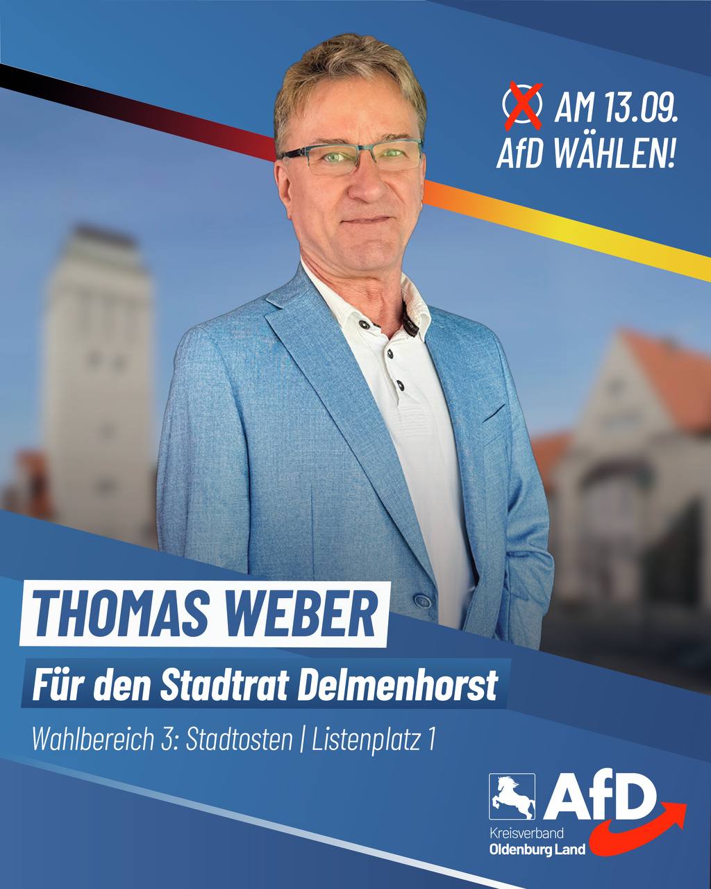 Wahlplakat Thomas Weber — Für den Stadtrat Delmenhorst
