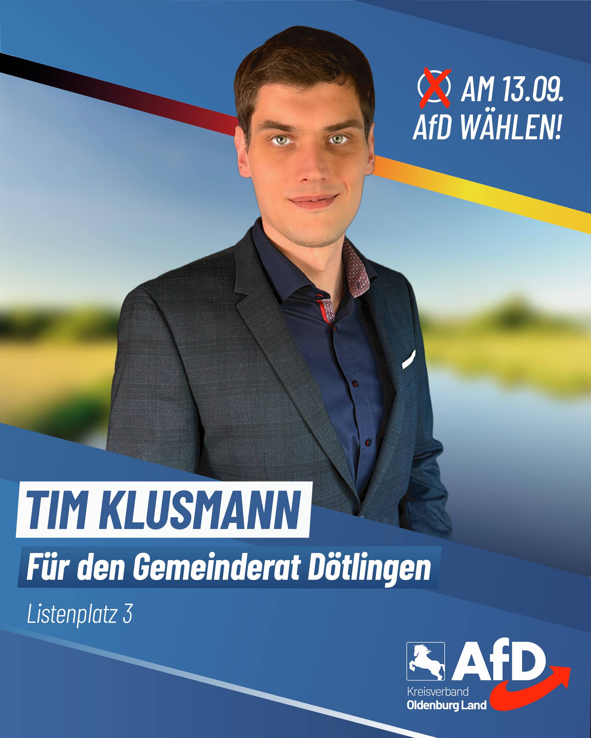Wahlplakat Tim Klusmann — Für den Kreistag Landkreis Oldenburg
