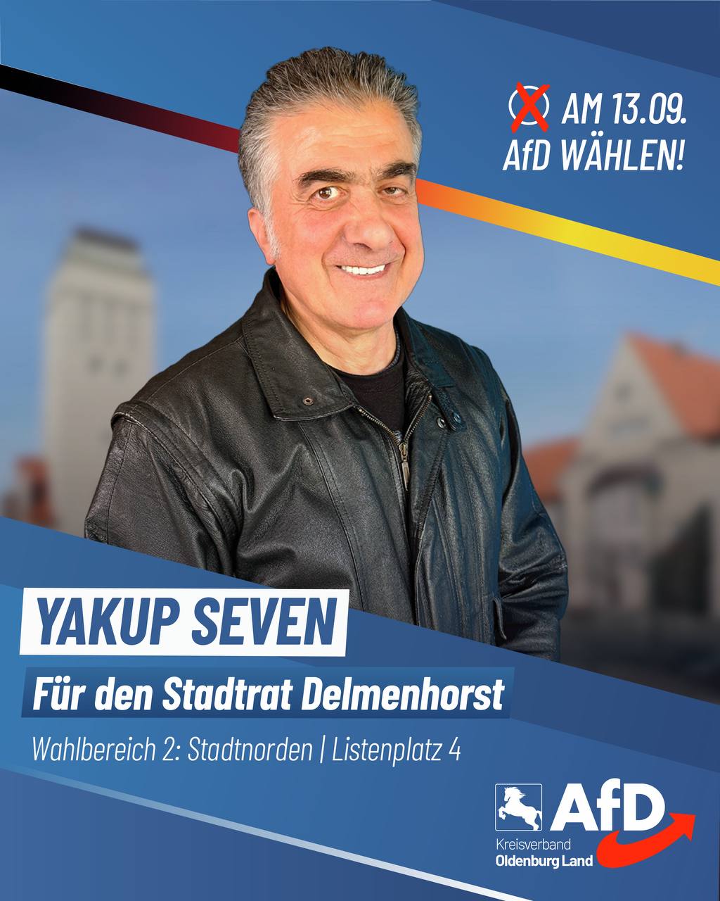 Wahlplakat Yakup Seven — Für den Stadtrat Delmenhorst